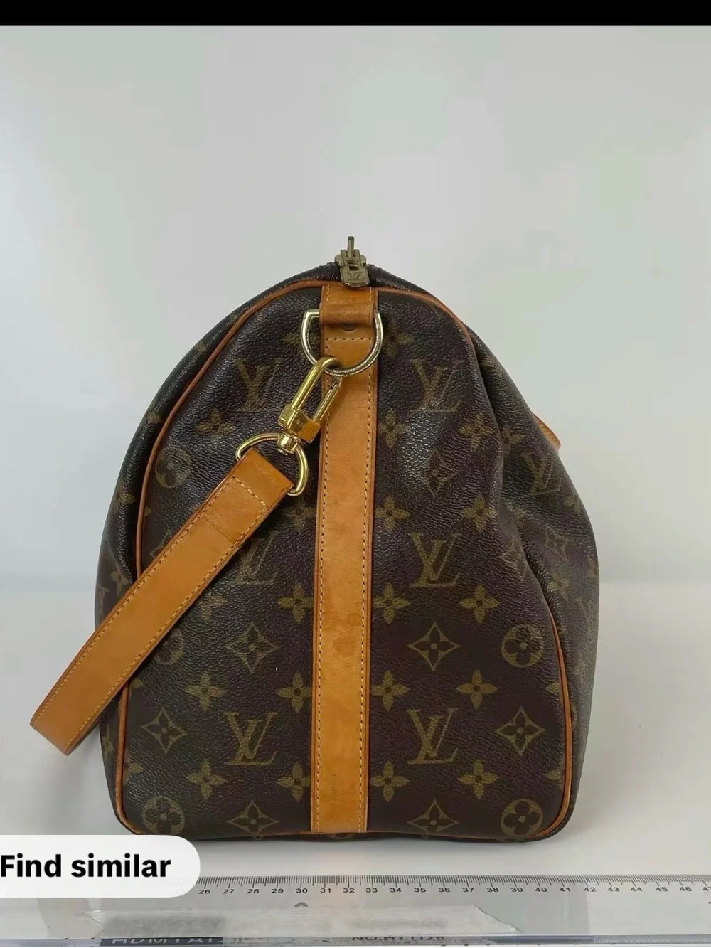 Louis Vuitton Monogram Canvas Travel Duffel with Tan Leather Trim size 50cm